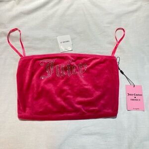 Juicy Couture Plush Rhinestone Logo Tube Top, Size Medium, NWT!